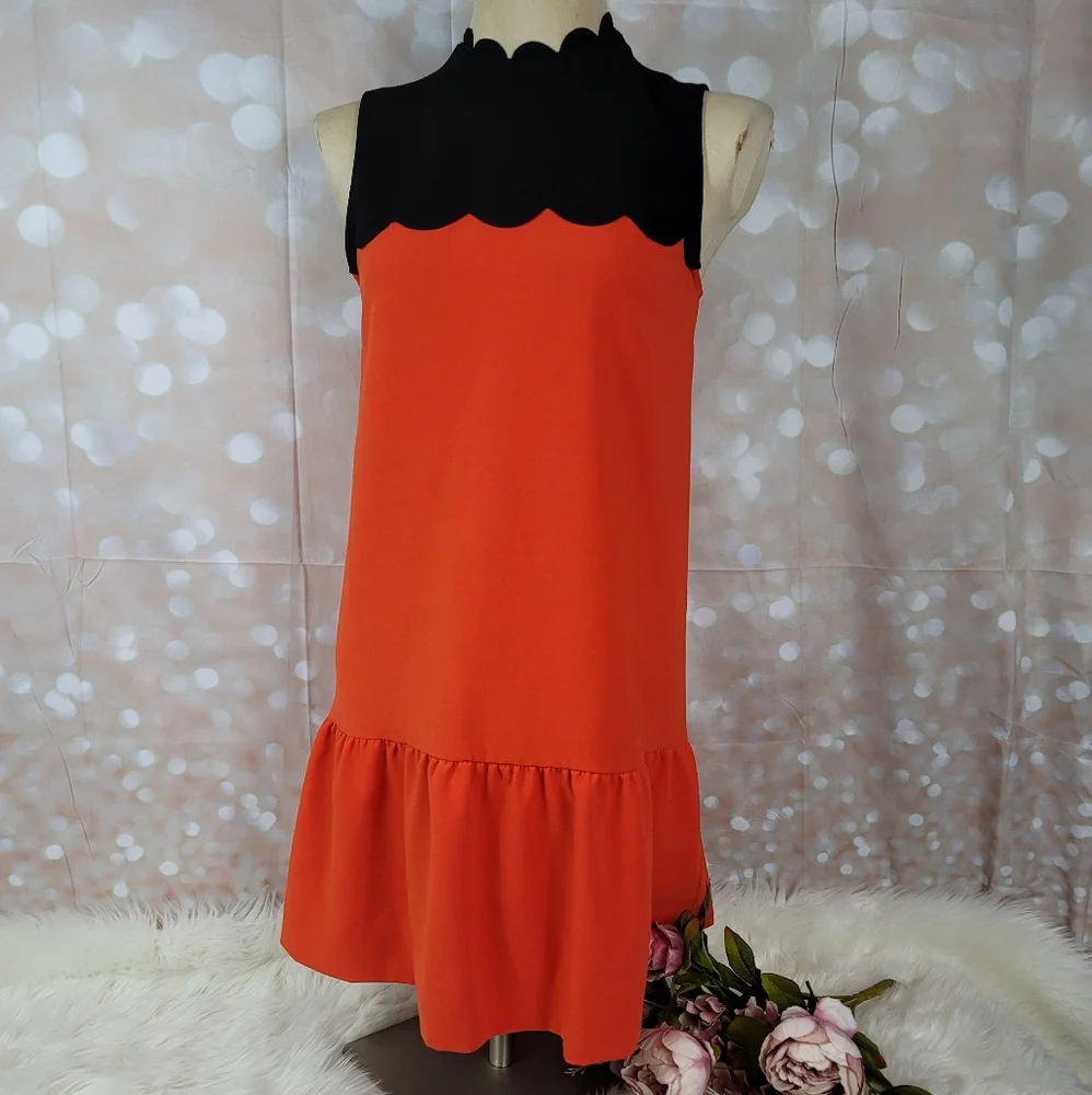 VICTORIA BECKHAM x TARGET Collaboration Drop Waist Scallop Trim Mini Dress Sz: S - Picture 15 of 16